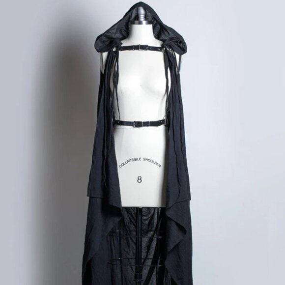 Apatico Draped Cape Harness Black Vegan Leather - Picture 4 of 4